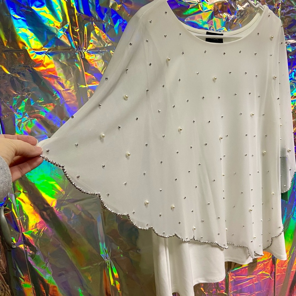 MSK Ivory Embellished Chiffon Top - Picture 2 of 6
